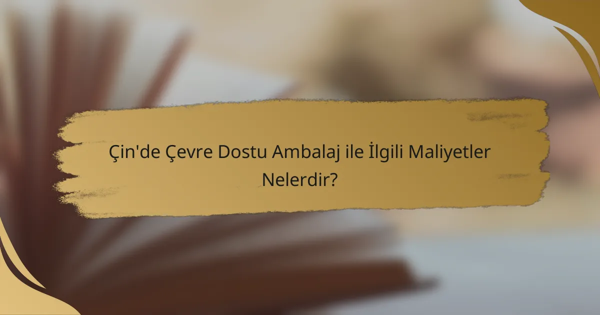 Çin'de Çevre Dostu Ambalaj ile İlgili Maliyetler Nelerdir?