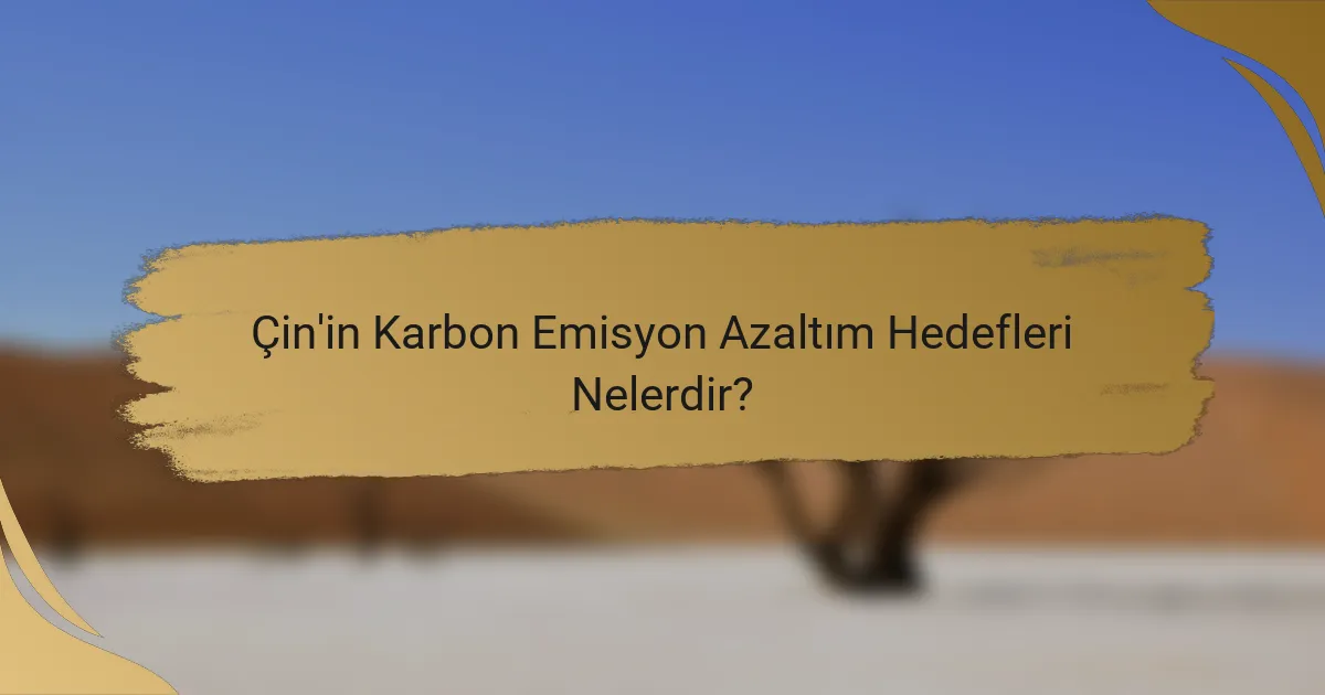 Çin'in Karbon Emisyon Azaltım Hedefleri Nelerdir?