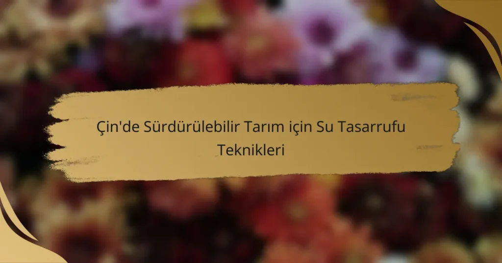 Çin’de Sürdürülebilir Tarım için Su Tasarrufu Teknikleri