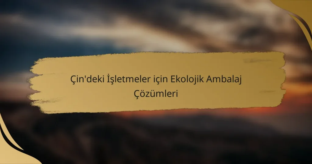 Çin’deki İşletmeler için Ekolojik Ambalaj Çözümleri