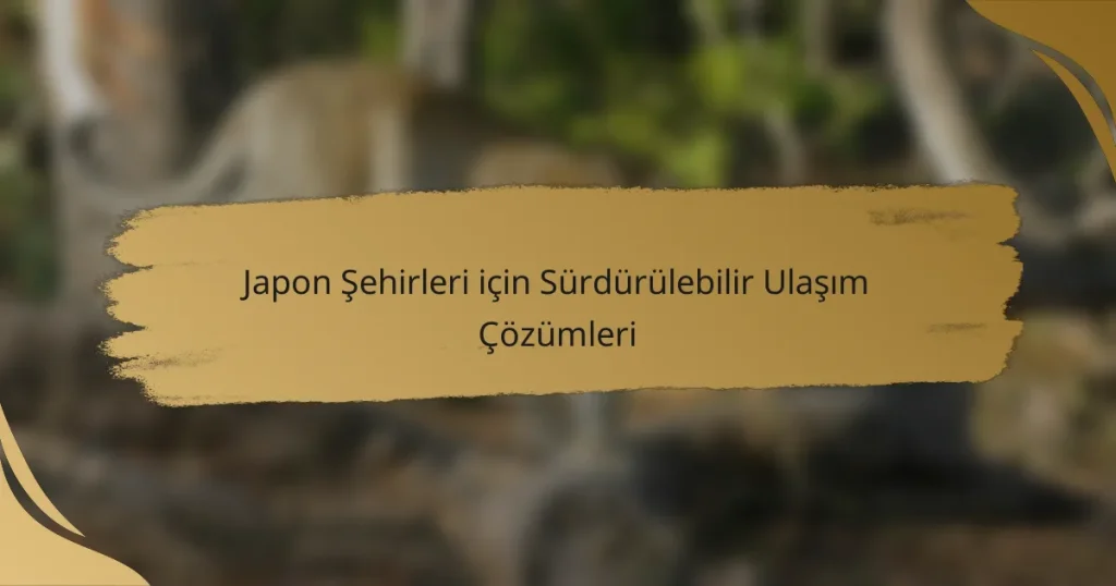 Japon Şehirleri için Sürdürülebilir Ulaşım Çözümleri