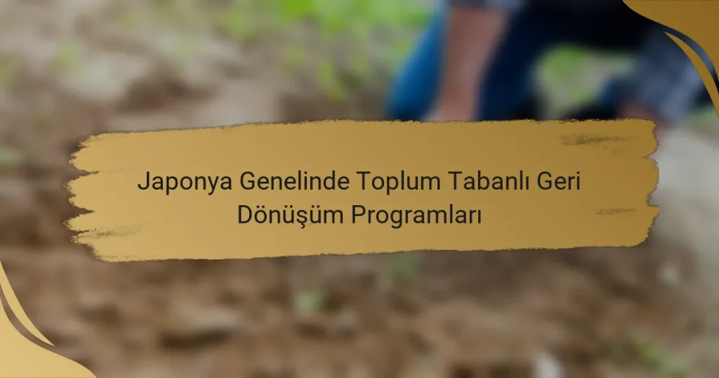 Japonya Genelinde Toplum Tabanlı Geri Dönüşüm Programları