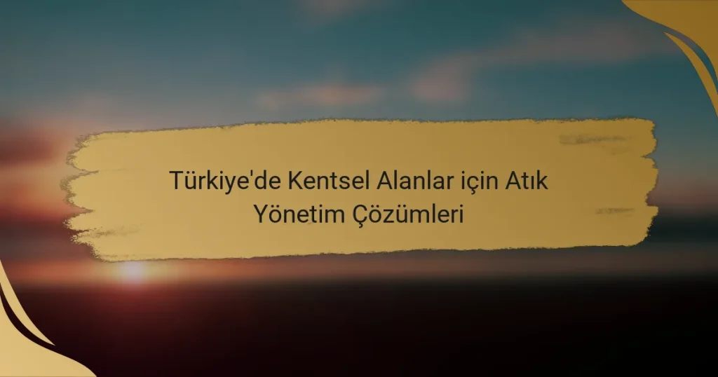 Türkiye’de Kentsel Alanlar için Atık Yönetim Çözümleri