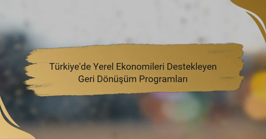 Türkiye’de Yerel Ekonomileri Destekleyen Geri Dönüşüm Programları