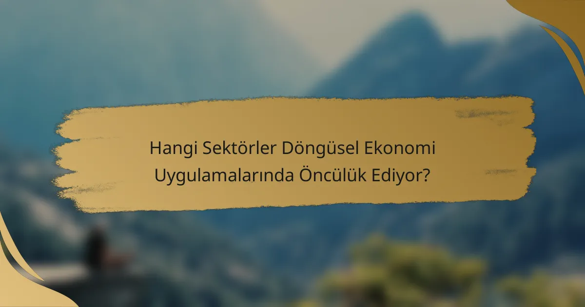 Hangi Sektörler Döngüsel Ekonomi Uygulamalarında Öncülük Ediyor?