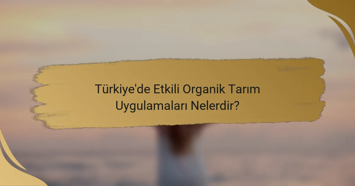 Türkiye'de Etkili Organik Tarım Uygulamaları Nelerdir?