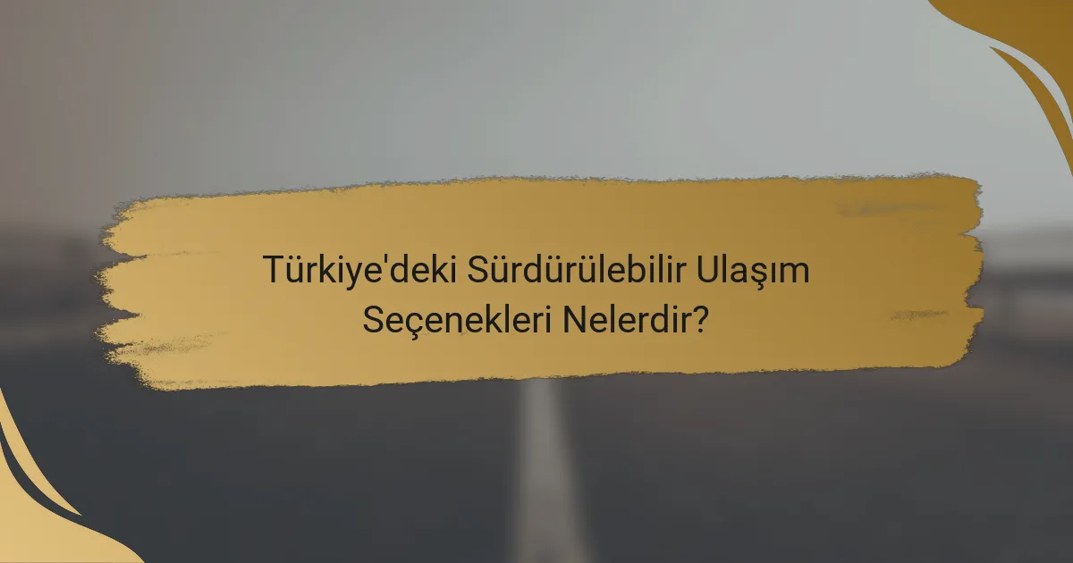 Türkiye'deki Sürdürülebilir Ulaşım Seçenekleri Nelerdir?