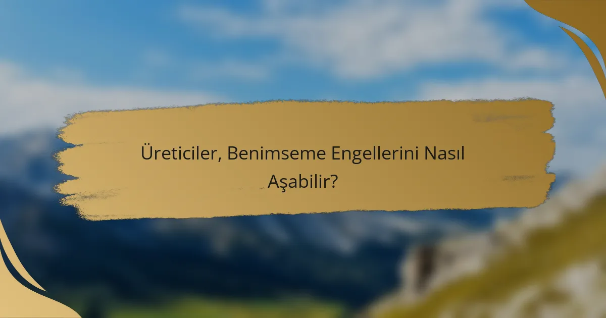 Üreticiler, Benimseme Engellerini Nasıl Aşabilir?