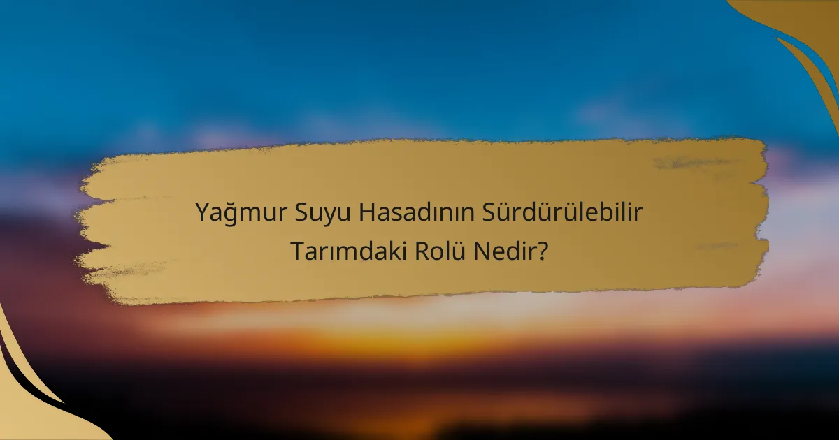 Yağmur Suyu Hasadının Sürdürülebilir Tarımdaki Rolü Nedir?