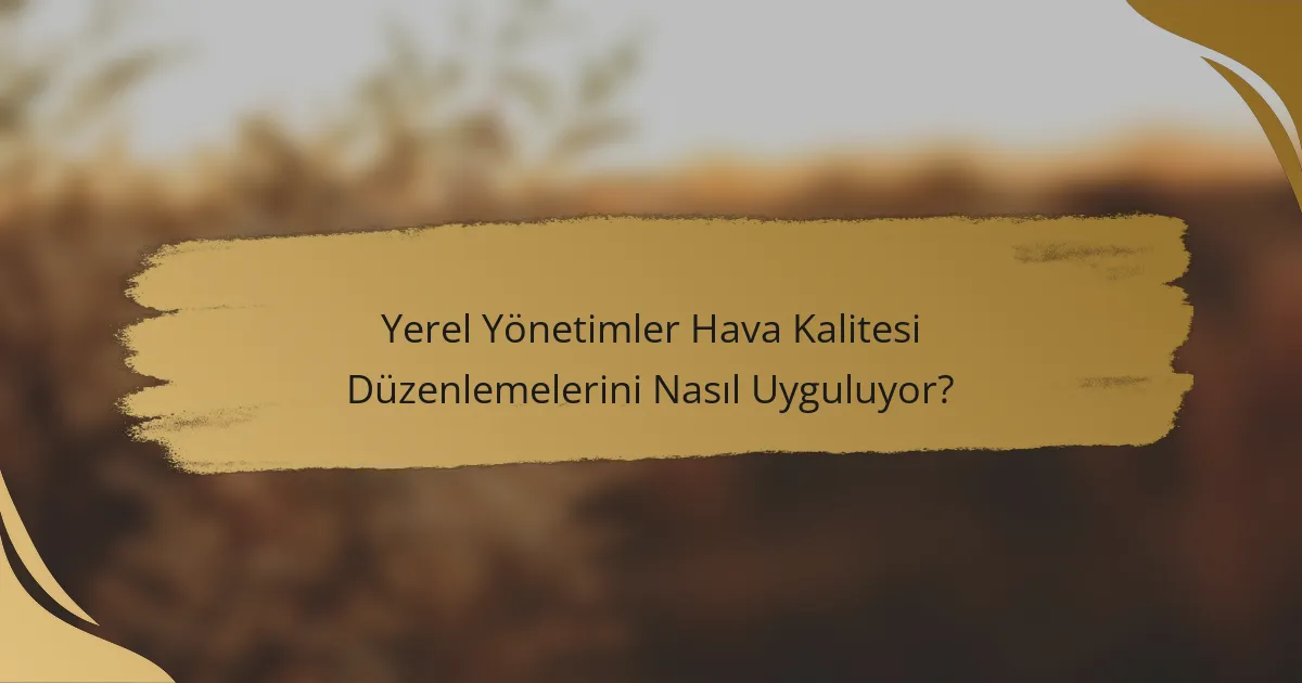 Yerel Yönetimler Hava Kalitesi Düzenlemelerini Nasıl Uyguluyor?